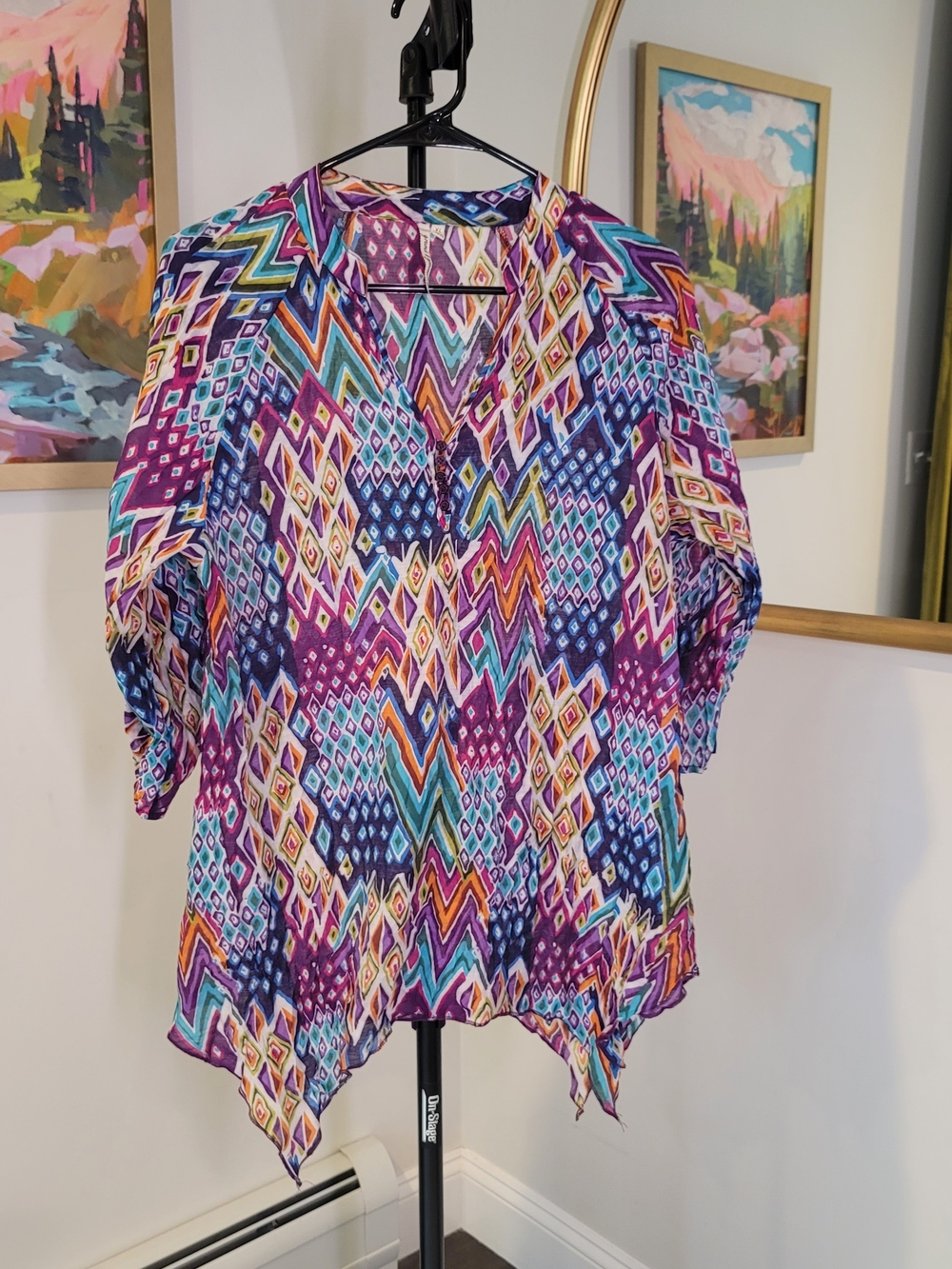 GRAND & GREENE Multicolor Print Top Lightweight Breathable Women's Sizeβ XL